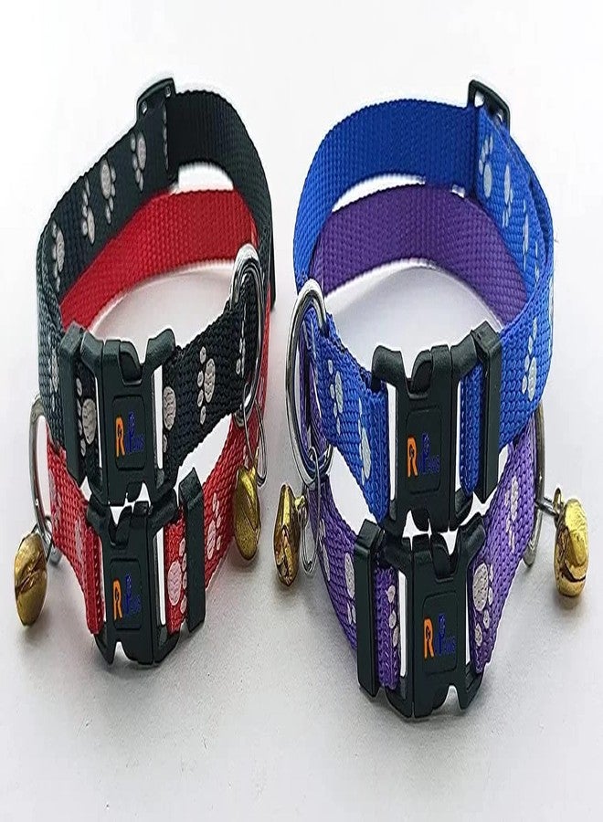 Pups&Pets Cat Collars with Bell Soft Adjustable Safe Collar Solid and Protection Breakaway Cute Kitty Neckband with Paw Print for Puppy and Cat (Pack of 1) (Red) - Image 3